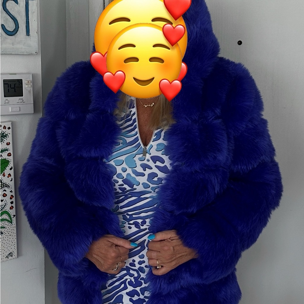 Fabulous Furs Royal Blue Teddy Jacket